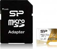 Silicon Power Superior Pro R100/W80 microSDXC 512GB Kit, UHS-I U3, A1, Class 10
