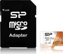 Silicon Power Superior Pro R100/W80 microSDXC 256GB Kit, UHS-I U3, A1, Class 10