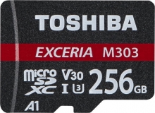 Toshiba Exceria M303 R98/W65 microSDXC 256GB Kit, UHS-I U3, A1, Class 10