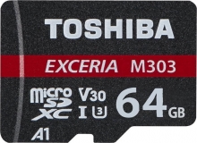 Toshiba Exceria M303 R98/W65 microSDXC 64GB Kit, UHS-I U3, A1, Class 10