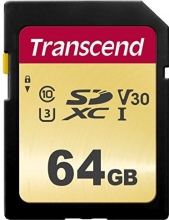 Transcend 500S R95/W50 SDXC 64GB, UHS-I U3, Class 10