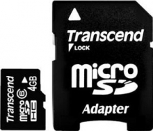 Transcend microSDHC 4GB Kit, Class 6