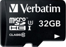 Verbatim Pro U3 R90/W45 microSDHC 32GB Kit, UHS-I U3, Class 10