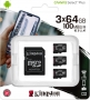 Kingston Canvas Select Plus R100 microSDXC 64GB Kit, UHS-I U1, A1, Class 10, 3er-Pack