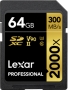 Lexar Professional 2000x Gold Series R300/W260 SDXC 64GB, UHS-II U3, Class 10