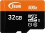 TeamGroup 500x Orange R100/W20 microSDHC 32GB Kit, UHS-I U1, Class 10