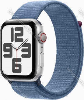 Apple Watch SE 2022 (GPS + cellular) 44mm silver with Sports Loop winterblau 