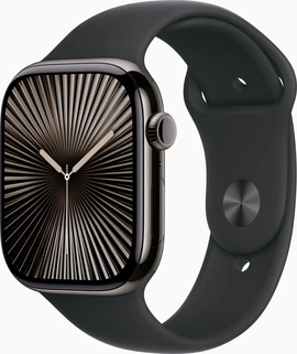 Apple Watch Series 10 (GPS + cellular) 46mm Titan slate with sport wristlet S/M black