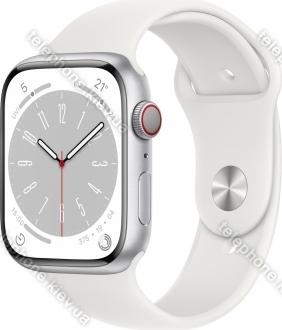Apple Watch Series 8 (GPS + cellular) 45mm aluminium silver with sport wristlet white 