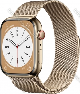 Apple Watch Series 8 (GPS + cellular) 45mm stainless steel gold with Milanaise-Wristlet gold 