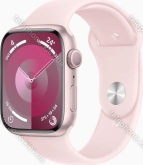 Apple Watch Series 9 (GPS) 45mm aluminium rose red with sport wristlet M/L light pink 