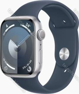 Apple Watch Series 9 (GPS) 45mm aluminium silver with sport wristlet S/M sturmblau 