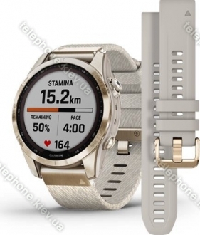 Garmin Fenix 7S Sapphire solar cream gold titanium/cream heather 