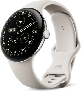 Google pixel Watch 4 (LTE) 45mm polished Silver with sport wristlet Porcelain