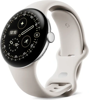 Google pixel Watch 4 (Wi-Fi) 41mm polished Silver with sport wristlet Porcelain