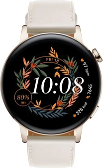 Huawei Watch GT 3 elegant 42mm Light Gold white Leather