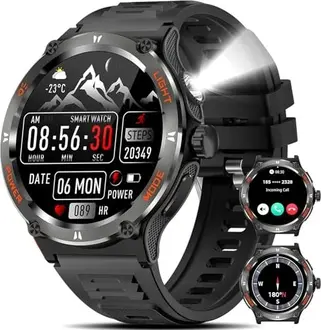 Marsyu Smartwatch men military 1.53" black