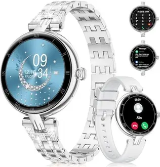 SIEMORL Smartwatch ladies 1.19" silver/white