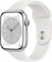 Apple Watch Series 8 (GPS) 45mm aluminium silver with sport wristlet white (MP6N3FD)