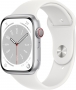 Apple Watch Series 8 (GPS + cellular) 45mm aluminium silver with sport wristlet white (MP4J3FD)