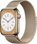 Apple Watch Series 8 (GPS + cellular) 45mm stainless steel gold with Milanaise-Wristlet gold (MNKQ3FD)