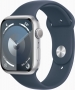 Apple Watch Series 9 (GPS) 45mm aluminium silver with sport wristlet M/L sturmblau (MR9E3QF)