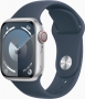 Apple Watch Series 9 (GPS + cellular) 41mm aluminium silver with sport wristlet M/L sturmblau (MRHW3QF)