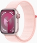 Apple Watch Series 9 (GPS + cellular) 41mm aluminium silver with Sports Loop light pink (MRJ13QF)
