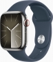 Apple Watch Series 9 (GPS + cellular) 41mm stainless steel silver with sport wristlet S/M sturmblau (MRJ23QF)