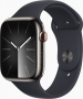 Apple Watch Series 9 (GPS + cellular) 45mm stainless steel graphite with sport wristlet S/M midnight (MRMV3QF)