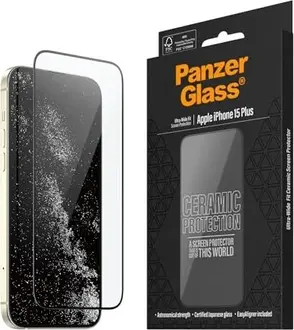 PanzerGlass Ceramic Screen Protector ultra wide Fit with EasyAligner для Apple iPhone 15 Plus