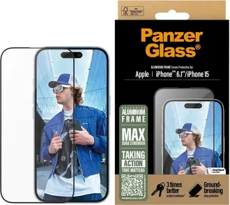 PanzerGlass Screen Protector Aluminum Frame ultra wide Fit для Apple iPhone 16