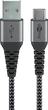 Wentronic USB-C to USB-A textile кабель with metal plugn 1.0m grey/silver