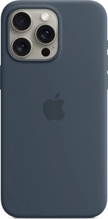 Apple silicone case with MagSafe для iPhone 15 Pro Max sturmblau