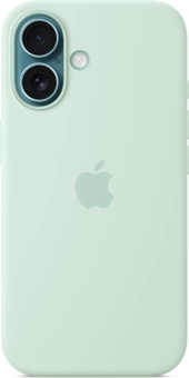 Apple silicone case with MagSafe для iPhone 16 Aquamarin