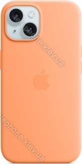 Apple silicone case with MagSafe for iPhone 15 Sorbet orange 