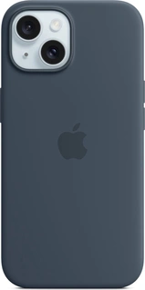 Apple silicone case with MagSafe для iPhone 15 sturmblau
