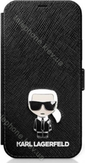Karl Lagerfeld Book Cover Saffiano Ikonik metal for Apple iPhone 12 mini black 