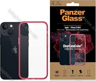 PanzerGlass clear case colour AntiBacterial for Apple iPhone 13 mini Strawberry Limited Edition 