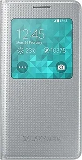 Samsung S-View Cover для Galaxy Alpha silver