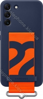 Samsung Silicone Cover with strap for Galaxy S22+ Navy 