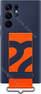 Samsung Silicone Cover with strap for Galaxy S22 Ultra Navy 