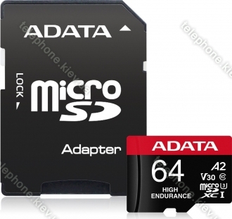 ADATA High-Endurance R100/W80 microSDXC 64GB Kit, UHS-I U3, A2, Class 10