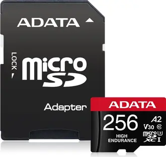 ADATA High-Endurance R100/W85 microSDXC 256GB Kit, UHS-I U3, A2, Class 10