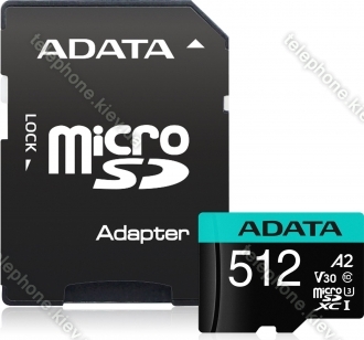 ADATA Premier Pro R100/W80 microSDXC 512GB Kit, UHS-I U3, A2, Class 10