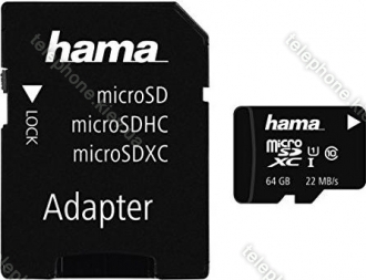 Hama High Speed R22 microSDXC 64GB Adapter Kit, UHS-I U1, Class 10