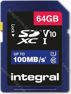 Integral High Speed R100 SDXC 64GB, UHS-I U1, Class 10