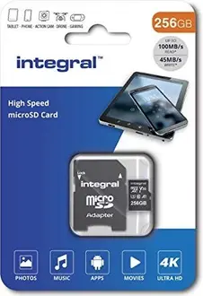 Integral High Speed R100/W45 microSDXC 256GB Kit, UHS-I U3, A1, Class 10