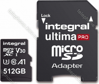 Integral Premium High Speed R100/W80 microSDXC 512GB Kit, UHS-I U3, A1, Class 10