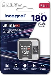 Integral Ultima Pro R180/W45 microSDXC 64GB, UHS-I U3, A2, Class 10